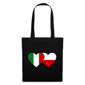 Italien Polen Flagge Herz - Stoffbeutel - Schwarz - Vorne