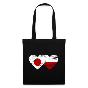 Drapeau du Japon Pologne coeur utilisé - Sac en tissu - noir - Devant