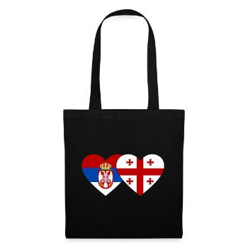 Serbie Géorgie Drapeau Coeur - Sac en tissu - noir - Devant