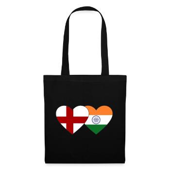 England India Flag Heart - Tote Bag - black - Front