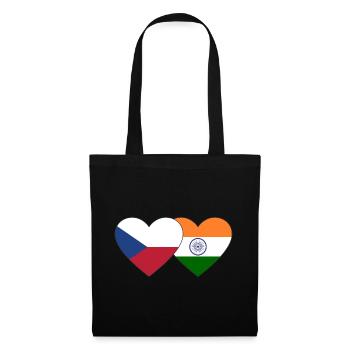 Czech Republic India Flag Heart - Tote Bag - black - Front