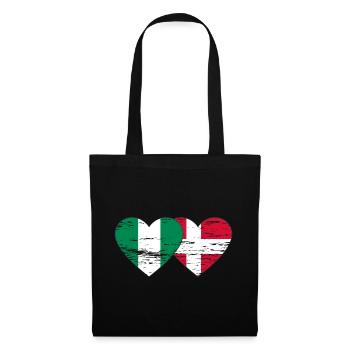 Nigeria Danemark Drapeau Coeur Utilisé - Sac en tissu - noir - Devant