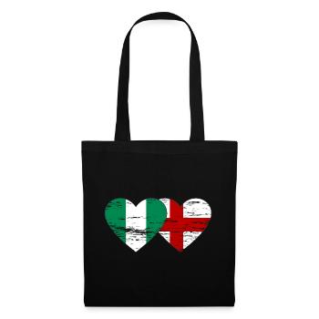 Nigeria Angleterre Drapeau Coeur Utilisé - Sac en tissu - noir - Devant