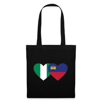 Nigeria Liechtenstein Flagge Herz - Stoffbeutel - Schwarz - Vorne