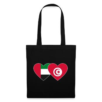 Émirats arabes unis Tunisie Drapeau Coeur - Sac en tissu - noir - Devant