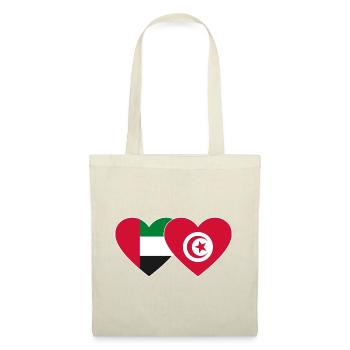Vereinigte Arabische Emirate Tunesien Flagge Herz - Stoffbeutel - Natur - Vorne