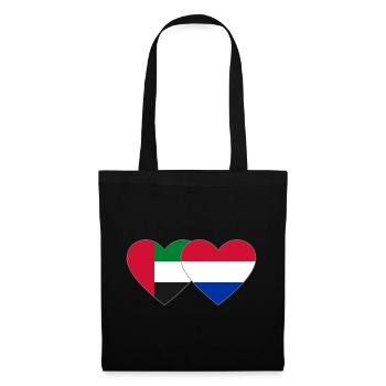 Vereinigte Arabische Emirate Holland Flagge Herz - Stoffbeutel - Schwarz - Vorne