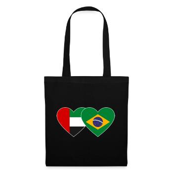 Vereinigte Arabische Emirate Brasilien Flagge Herz - Stoffbeutel - Schwarz - Vorne