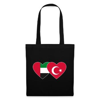 Émirats arabes unis Turquie Drapeau Coeur - Sac en tissu - noir - Devant