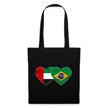 United Arab Emirates Brazil Flag Heart - Tote Bag - black - Front