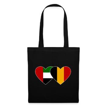 Vereinigte Arabische Emirate Belgien Flagge Herz - Stoffbeutel - Schwarz - Vorne