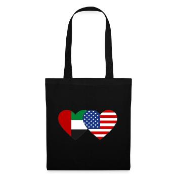 Vereinigte Arabische Emirate USA Flagge Herz - Stoffbeutel - Schwarz - Vorne