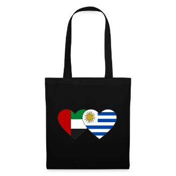Vereinigte Arabische Emirate Uruguay Flagge Herz - Stoffbeutel - Schwarz - Vorne