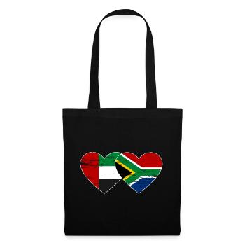 Vereinigte Arabische Emirate Südafrika Flagge Herz - Stoffbeutel - Schwarz - Vorne