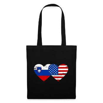 Slovenia USA flag heart used - Tote Bag - black - Front