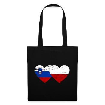 Slovénie Pologne drapeau coeur utilisé - Sac en tissu - noir - Devant