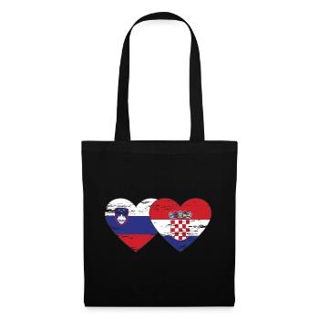 Slovénie Croatie Drapeau Coeur utilisé - Sac en tissu - noir - Devant