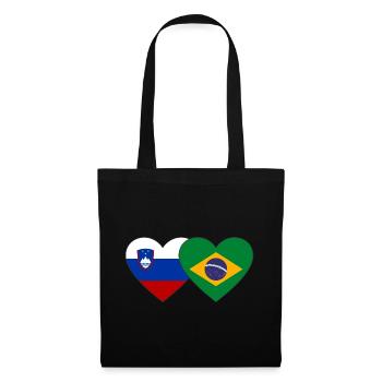 Slowenien Brasilien Flagge Herz - Stoffbeutel - Schwarz - Vorne