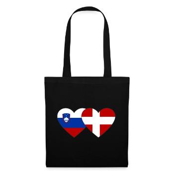 Slovénie Danemark Drapeau Coeur - Sac en tissu - noir - Devant