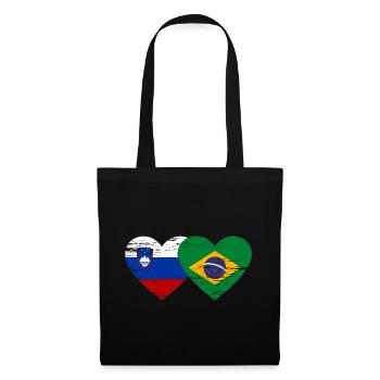 Slovenia Brazil flag heart used - Tote Bag - black - Front