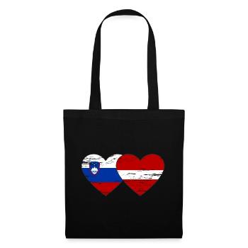 Slovénie Lettonie drapeau coeur utilisé - Sac en tissu - noir - Devant