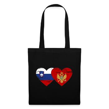 Slovénie Monténégro Drapeau Coeur utilisé - Sac en tissu - noir - Devant