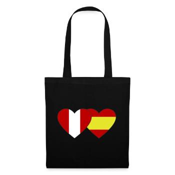 Peru Spanien Flagge Herz - Stoffbeutel - Schwarz - Vorne