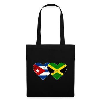 Cuba Jamaïque Drapeau Coeur Utilisé - Sac en tissu - noir - Devant