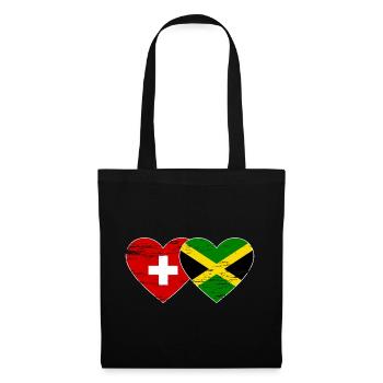 Suisse Jamaïque Drapeau Coeur utilisé - Sac en tissu - noir - Devant
