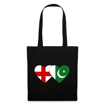 England Pakistan flag heart used - Tote Bag - black - Front