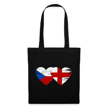 Czech Republic England Flag Heart used - Tote Bag - black - Front