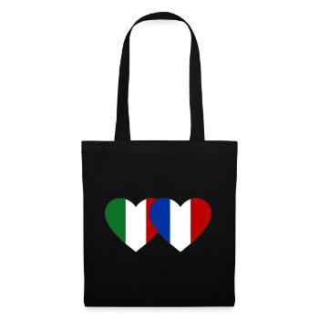 Italie France Drapeau Coeur - Sac en tissu - noir - Devant