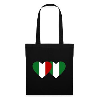 Italie Nigeria Drapeau Coeur - Sac en tissu - noir - Devant