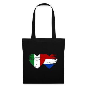 Italy Holland flag heart used - Tote Bag - black - Front