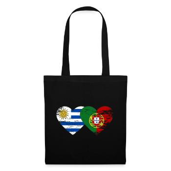 Uruguay Portugal Flagge Herz used - Stoffbeutel - Schwarz - Vorne