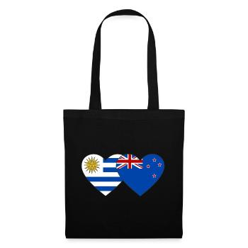 Uruguay Neuseeland Flagge Herz - Stoffbeutel - Schwarz - Vorne