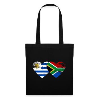 Uruguay Südafrika Flagge Herz used - Stoffbeutel - Schwarz - Vorne