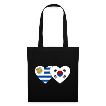 Uruguay Südkorea Flagge Herz - Stoffbeutel - Schwarz - Vorne