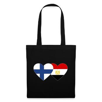 Finlande Égypte Drapeau Mains Coeur Forme - Sac en tissu - noir - Devant