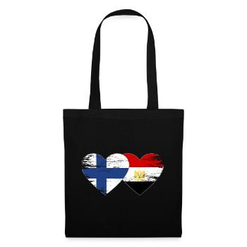 Finland Egypt Flag Hands Heart Shape Used - Tote Bag - black - Front