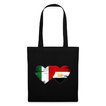 Italy Egypt Flag Hands Heart Shape Used - Tote Bag - black - Front