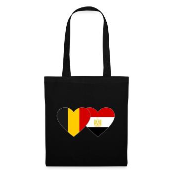 Belgium Egypt Flag Hands Heart Shape - Tote Bag - black - Front