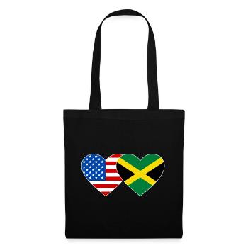 États-Unis Jamaïque drapeau mains forme coeur - Sac en tissu - noir - Devant