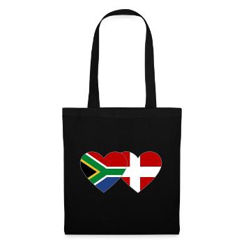Afrique du Sud Danemark drapeau coeur forme - Sac en tissu - noir - Devant