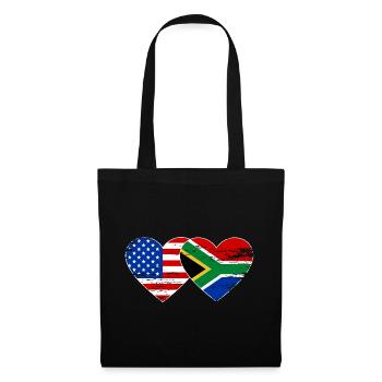 USA South Africa Flag Heart Shape Used - Tote Bag - black - Front