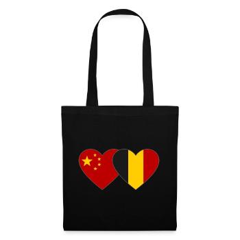 Chine Belgique Drapeau Coeur - Sac en tissu - noir - Devant