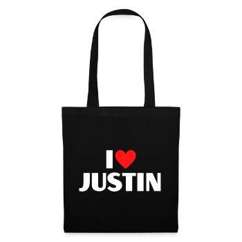 J’aime Justin Red Heart Romantique Nom Fan - Sac en tissu - noir - Devant
