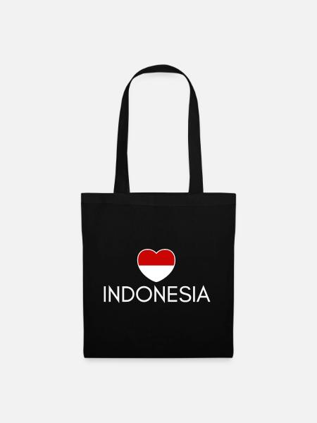 Ich liebe Indonesien, Herz Indonesien - Stoffbeutel - Schwarz
