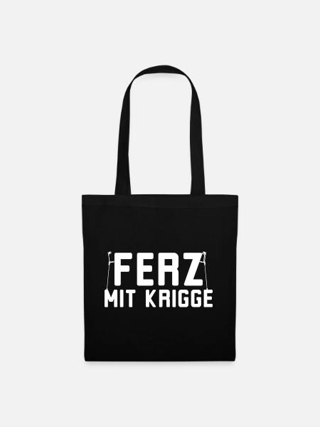 Ferz mit Krigge Hessisch Hessen Dialekt - Stoffbeutel - Schwarz