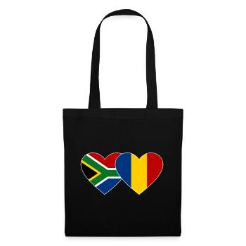 Afrique du Sud Roumanie Drapeau Coeur - Sac en tissu - noir - Devant